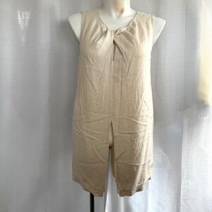 Anthropologie Sunday in Brooklyn Linen Twist Neck Tunic 1X Beige Minimalist Chic